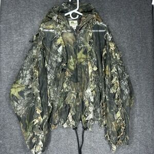 Underbrush Mossy Oak Ghillie Jacket Mens 2X / 3X 3D Leaf Camo full zip hood